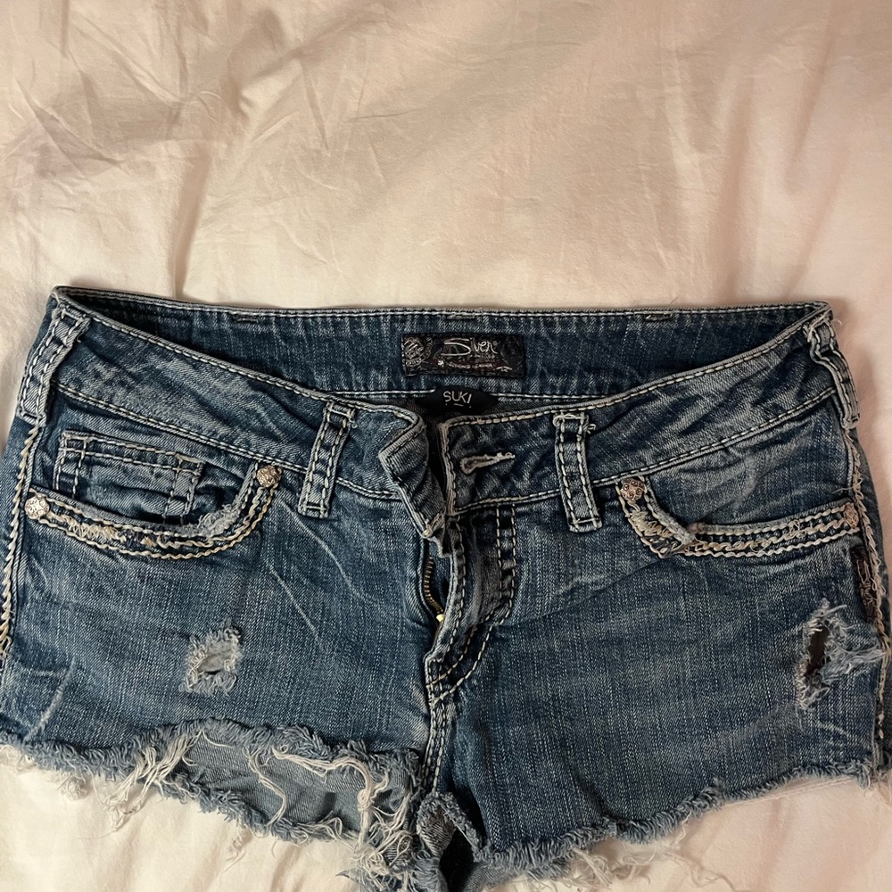 Distressed Blue Denim Shorts